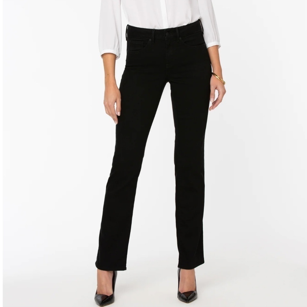 NYDJ Mariyln Lift Tuck Straight Jeans in Black size 8